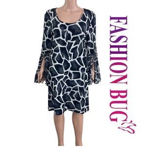 Fashion Bug Black and White Long Sleeve Dress